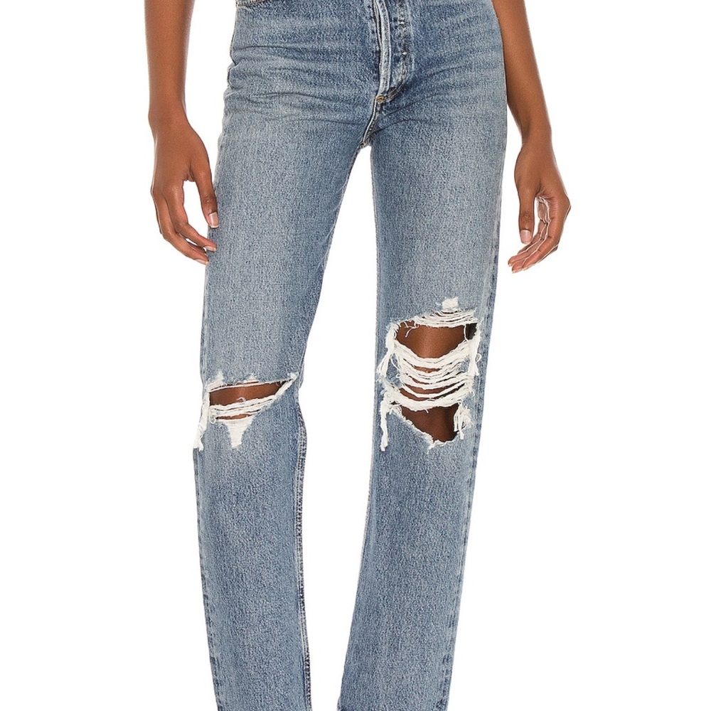 AGOLDE 90s Pinch Waist Women's Blue Distressed Jeans